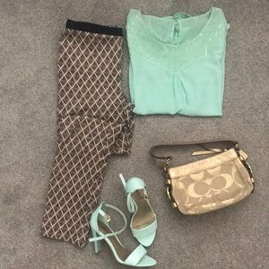 Diamond print ankle pants